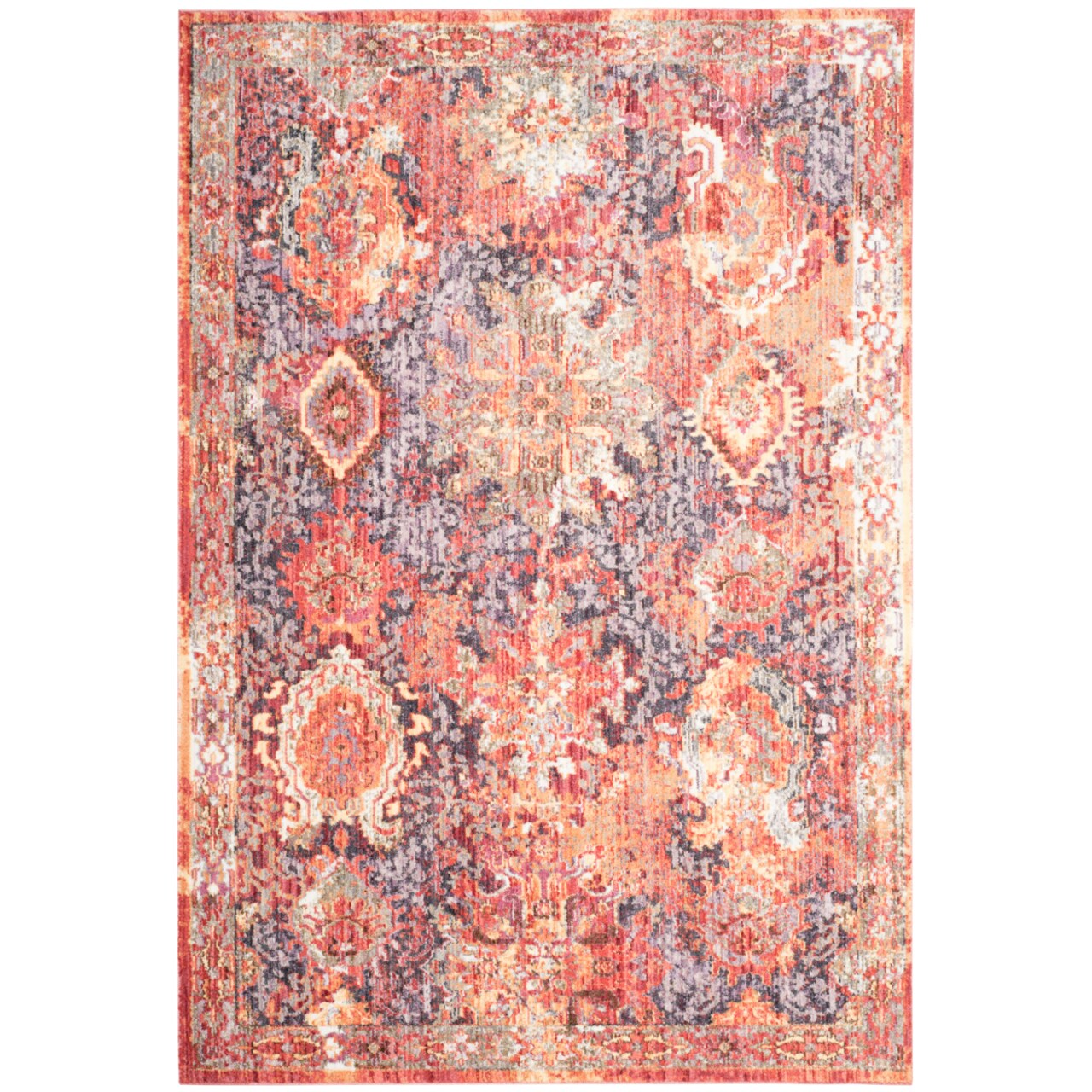 Safavieh Bristol Collection Btl340R Rust / Lavender Rug Bohemian Area Rug